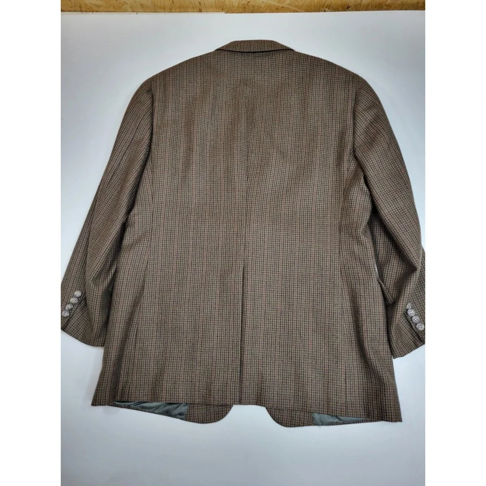 J.S.A. Bank Clothiers Brown Houndstooth‎ Sport Coat Blazer Men's 44R Wool...